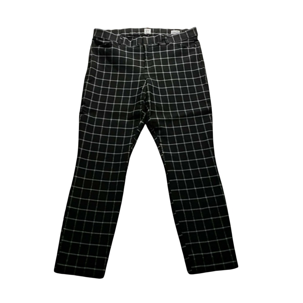 Gap Pants Womens 14 Black Check Skinny Ankle Stretch Pockets Workwear Office